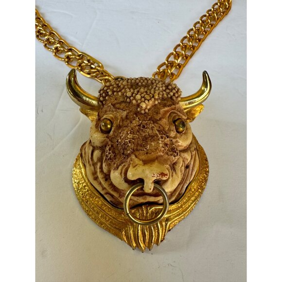 Gold Bull Head Necklace - Picture 3 of 6